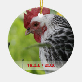 Personalisiertes Tier Hühnchen Foto Weihnachtsbaum Keramik Ornament