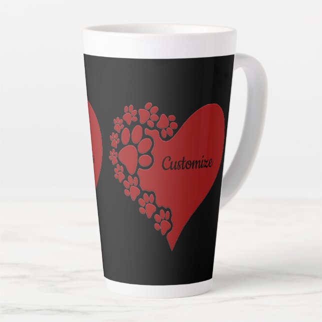 Personalisiertes Tier Liebe Herz Milchtasse (Rechte Ecke)