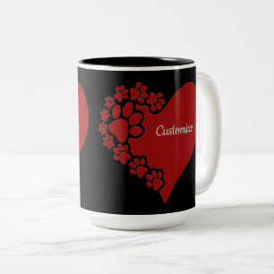 Personalisiertes Tier Liebe Herz Zweifarbige Tasse