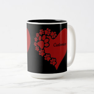 Personalisiertes Tier Liebe Herz Zweifarbige Tasse
