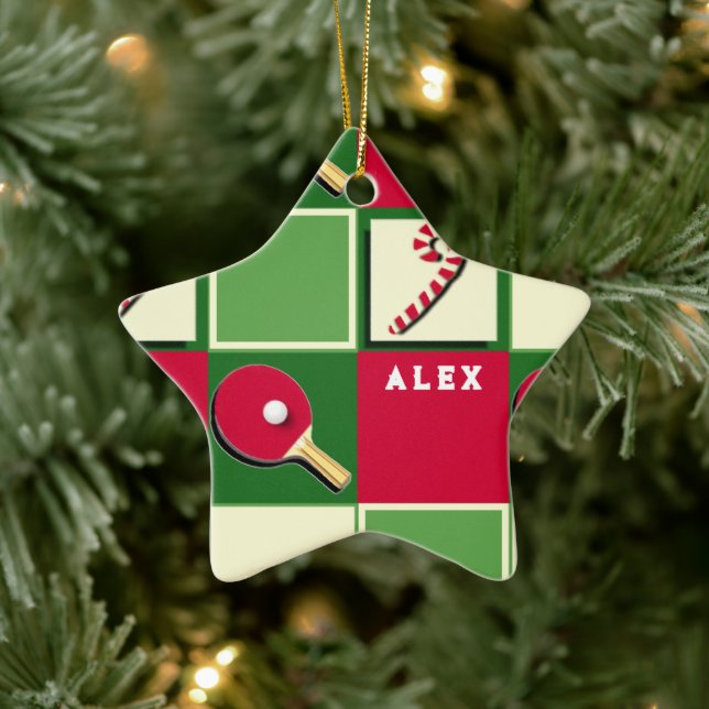 Personalisiertes Tischtennis-Urlaubspensum Keramik Ornament (Baum)