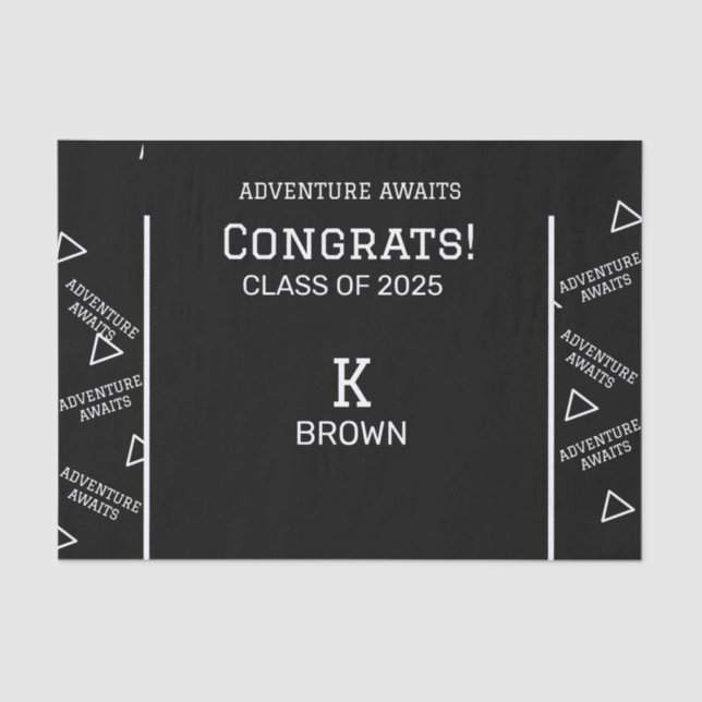 Personalisiertes Tissue Paper mit Schwarzweiß-Schr Seidenpapier (Vorderseite)