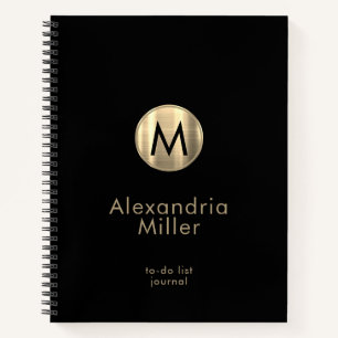 Personalisiertes To-Do-List-Journal-Schwarz Notizbuch