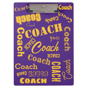 Personalisiertes Trainer-Geschenk Name Art in Lila Klemmbrett