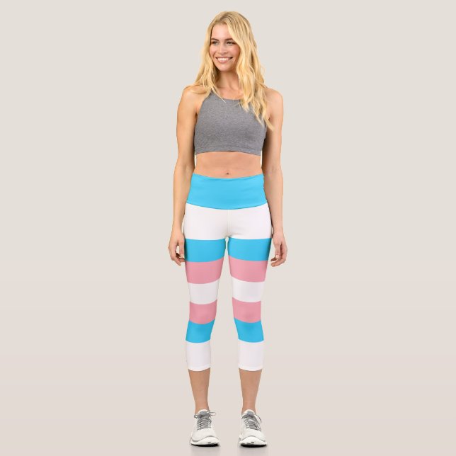 Personalisiertes Transgender-Flag Capri Leggings (Vorderseite)