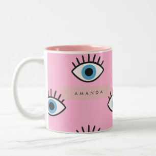 Personalisiertes Trendiges Böse-Augen-Pop-Art-Must Zweifarbige Tasse