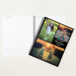 Personalisiertes trendiges Foto schwarz Planer<br><div class="desc">Moderne Foto-Collage,  schwarz,  Planer. Sie können es personalisieren und Ihre eigenen Fotos an der Vorderseite hinzufügen,  Ihren Namen,  Text und Jahr hinzufügen.</div>