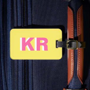 Personalisiertes Trendiges Gelb Pink Schatten Mono Gepäckanhänger