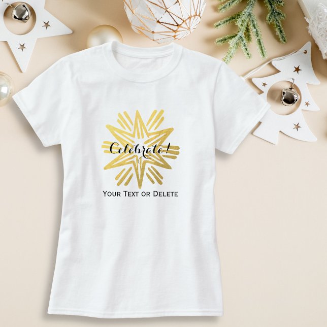 Personalisiertes Trendy Gold Festival T-Shirt (Von Creator hochgeladen)