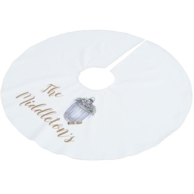 Personalisiertes Treppenhaus Sommerhochzeit Polyester Weihnachtsbaumdecke (Schrägansicht)