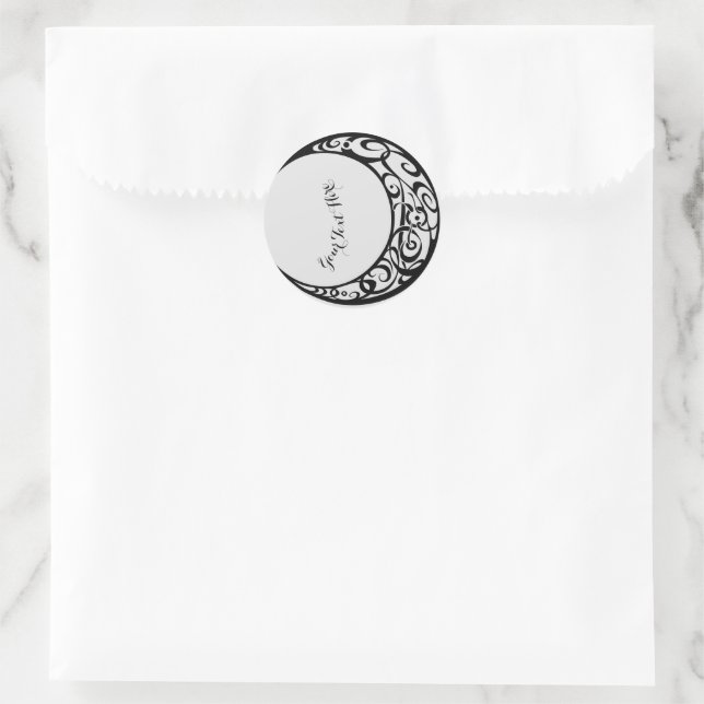 Personalisiertes Tribal Moon Symbol Runder Aufkleber (Tasche)