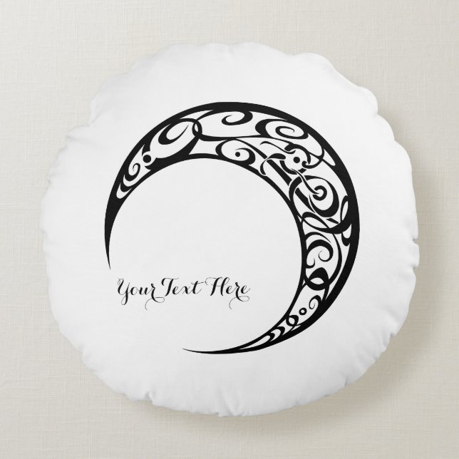 Personalisiertes Tribal Moon Symbol Rundes Kissen (Vorderseite)