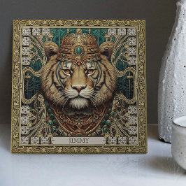 Personalisiertes Tribal Tiger Spirit Portrait Fliese