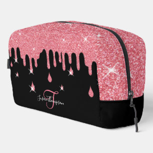 Personalisiertes Tropfen rosa Glitzer Effekt Waschbeutel