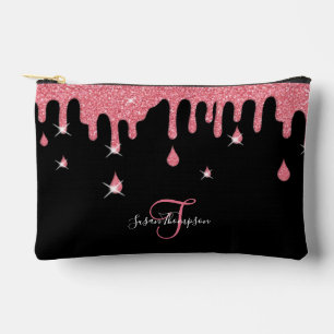 Personalisiertes Tropfen rosa Glitzer Effekt Zubehörtasche