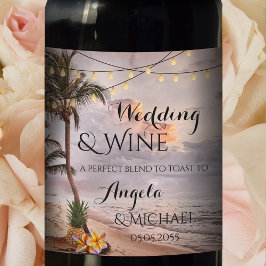 Personalisiertes Tropical Beach Wedding Wine Label Weinetikett