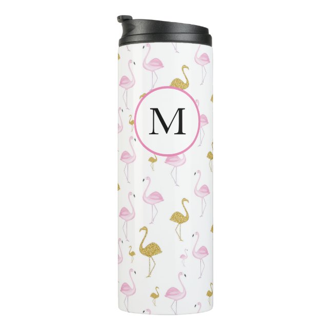 Personalisiertes Tropical Flamingo Travel Mug Thermosbecher (Nach rechts gedreht)