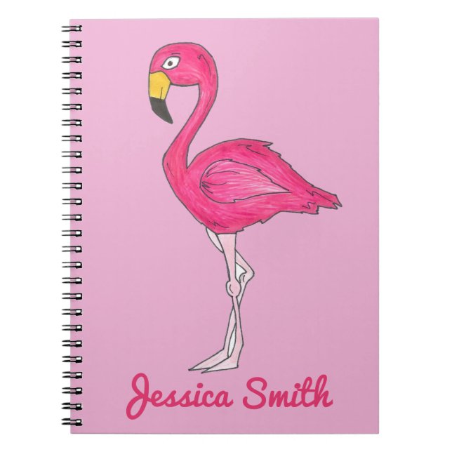 Personalisiertes Tropical Pink Flamingo Bird Noteb Notizblock (Vorderseite)