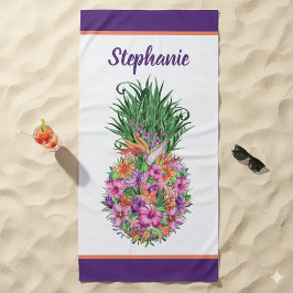 Personalisiertes tropisches Ananas Strandtuch