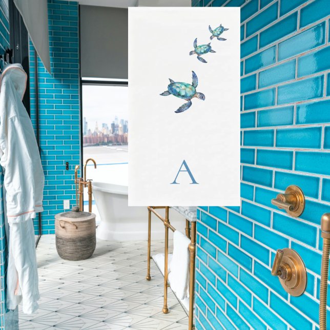 Personalisiertes tropisches Meeresschildkrötenbad Serviette (Von Creator hochgeladen)