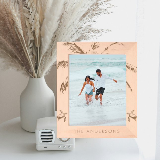 Personalisiertes tropisches Palmenmeer Schildkröte Geätzte Rahmen (Von Creator hochgeladen)