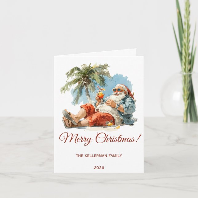 Personalisiertes tropisches Weihnachtsfest Feiertagskarte (Vorderseite)