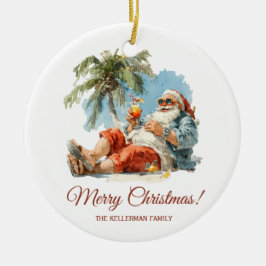 Personalisiertes tropisches Weihnachtsfest Keramik Ornament