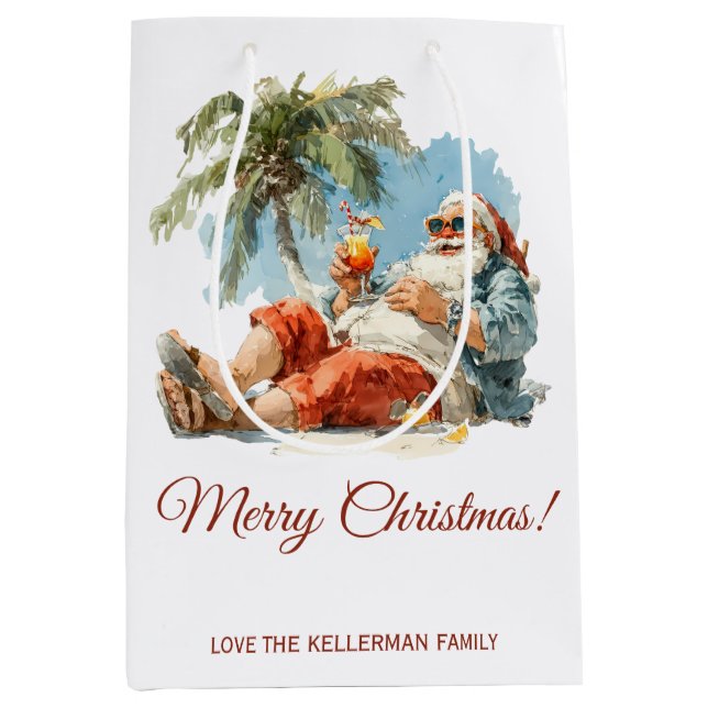 Personalisiertes tropisches Weihnachtsfest Mittlere Geschenktüte (Vorderseite)
