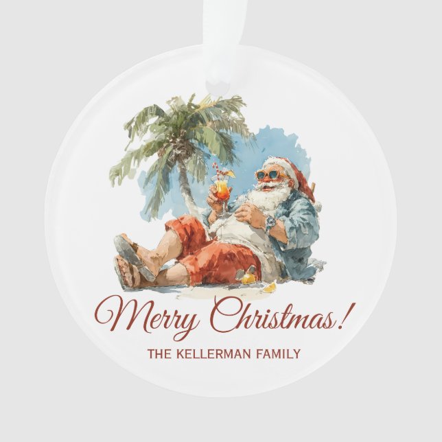 Personalisiertes tropisches Weihnachtsfest Ornament (Vorderseite)