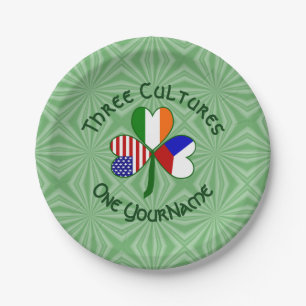 Personalisiertes Tschechien Irland USA Shamrock-Pa Pappteller