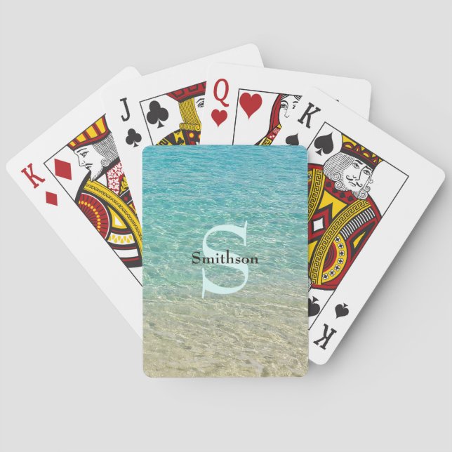 Personalisiertes türkis-blaues Wasser Spielkarten (Rückseite)