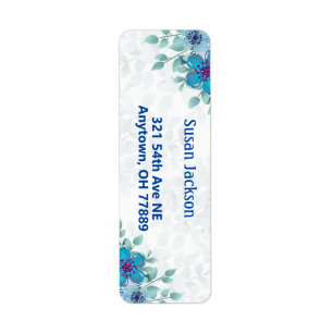 Personalisiertes Türkis-Floral-Rücksendeadresse