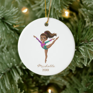 Personalisiertes Turnen-Turnerin Mädchen Weihnacht Keramik Ornament