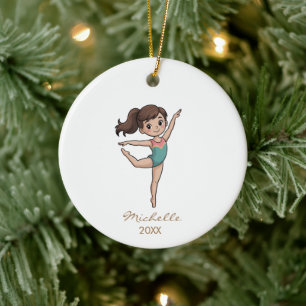 Personalisiertes Turnen Turnerin Mädchen Weihnacht Keramik Ornament