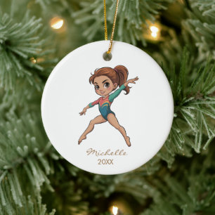 Personalisiertes Turnen-Turnerin Weihnachten Keramik Ornament
