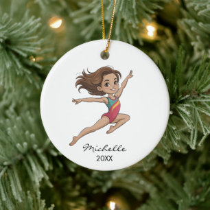 Personalisiertes Turnen-Turnerin Weihnachten Keramik Ornament