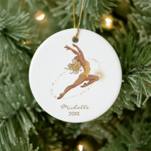 Personalisiertes Turnen-Turnerin Weihnachten Keramik Ornament