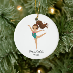 Personalisiertes Turnen-Turnerin Weihnachten Keramik Ornament