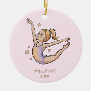 Personalisiertes Turnen-Turnerin Weihnachten Keramik Ornament