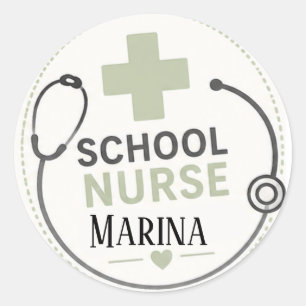 Personalisiertes Türschild für Schulkrankenschwest Runder Aufkleber