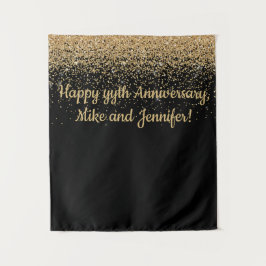 Personalisiertes Überraschungsjubiläum Party Black Wandteppich