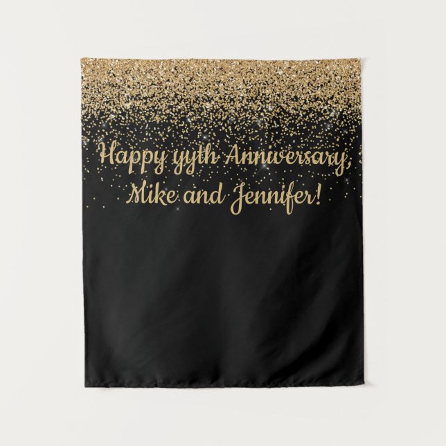 Personalisiertes Überraschungsjubiläum Party Black Wandteppich (Vorderseite)