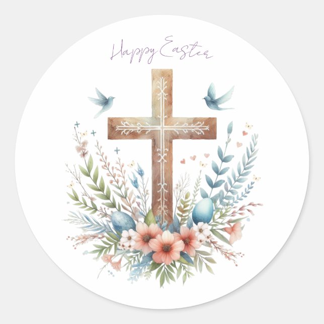 Personalisiertes Uferkreuz Runder Aufkleber (Vorderseite)
