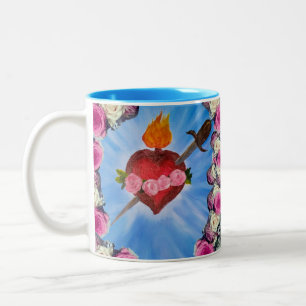 Personalisiertes Unbeflecktes Herz von Maria Zweifarbige Tasse