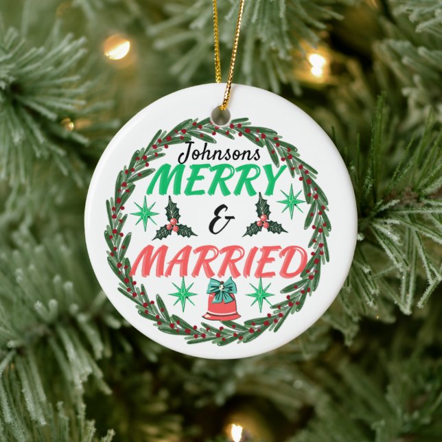 Personalisiertes und verheiratetes, verheiratetes  keramik ornament (Baum)