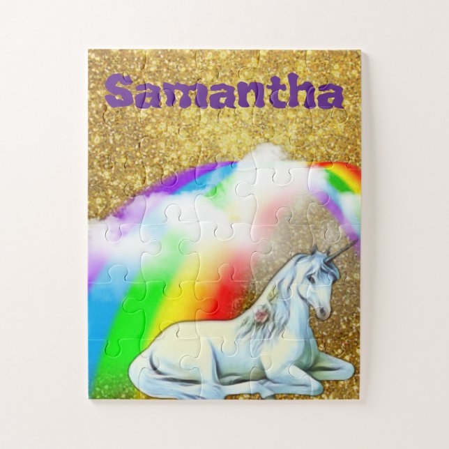 Personalisiertes Unicorn Gold-Kindergeschenk (Vertikal)