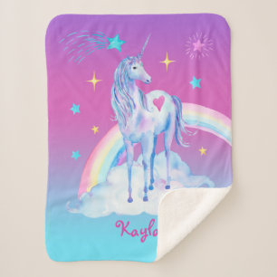 Personalisiertes Unicorn über Wolken Sherpa Snuggy Sherpadecke