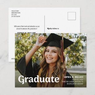 Personalisiertes Universitätsabschlussfoto Klasse  Ankündigungspostkarte