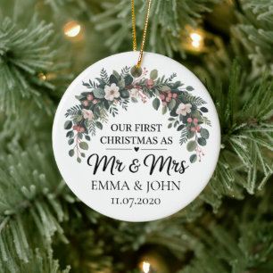 Personalisiertes Unser erstes Weihnachten als Herr Keramik Ornament