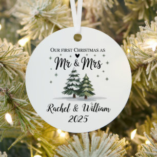 Personalisiertes Unser erstes Weihnachten als Paar Ornament Aus Metall